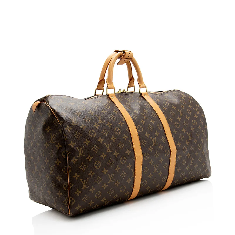 Louis Vuitton crossbody bags with a woven leather strap for textureLouis Vuitton Monogram Canvas Keepall 55 Duffel Bag (SHF-21141)