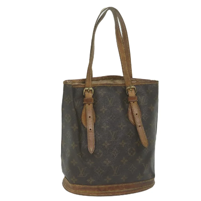 Louis Vuitton bags with a snap - button closure and a decorative charm for styleLOUIS VUITTON Monogram Bucket PM Shoulder Bag M42238 LV Auth ar11073