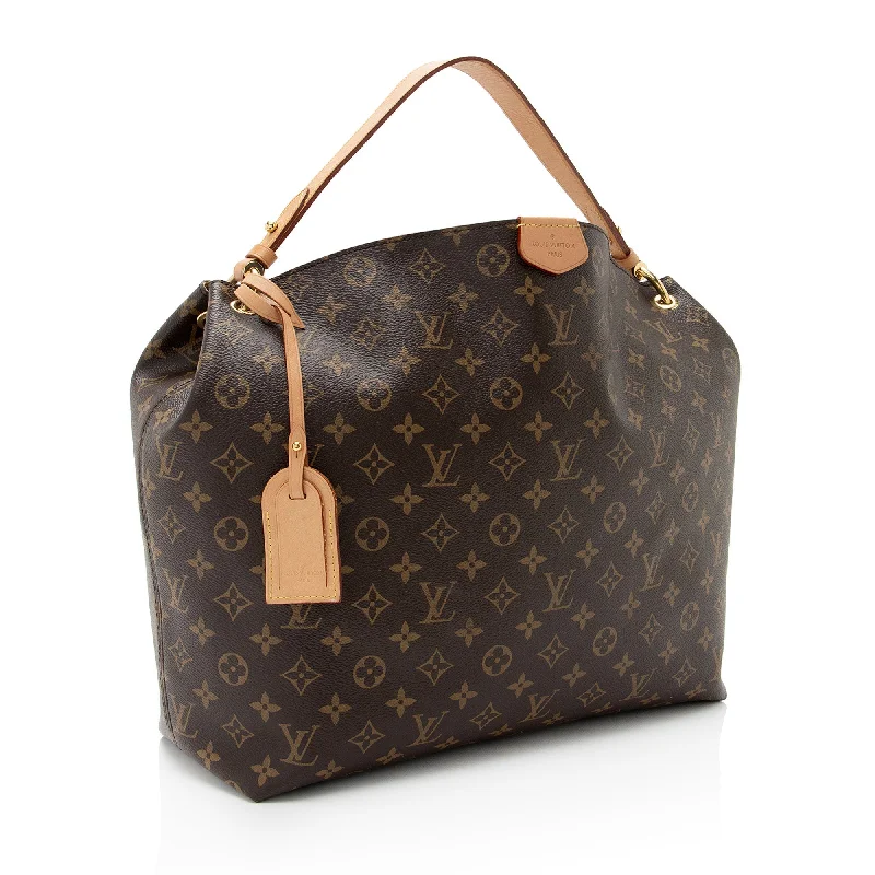 Louis Vuitton Petite Malle bags with a hard - shell structure for uniquenessLouis Vuitton Monogram Canvas Graceful MM Hobo (SHF-ovfcpu)