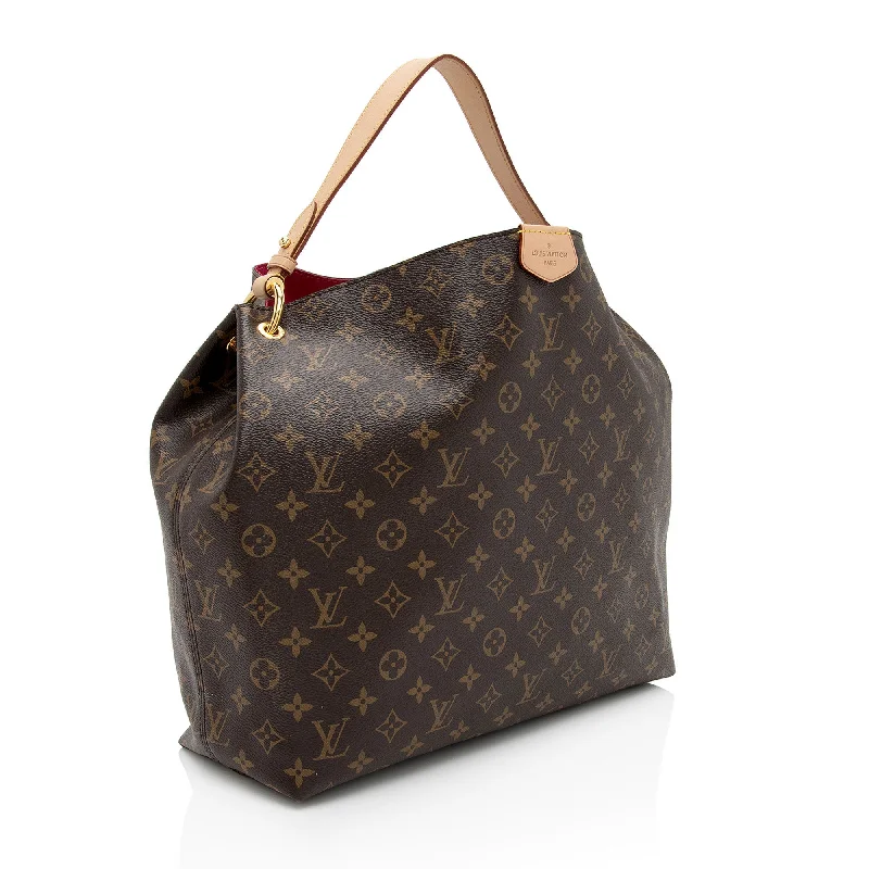 Louis Vuitton bags with a magnetic snap closure for easy accessLouis Vuitton Monogram Canvas Graceful MM Hobo (SHF-PRLVbc)