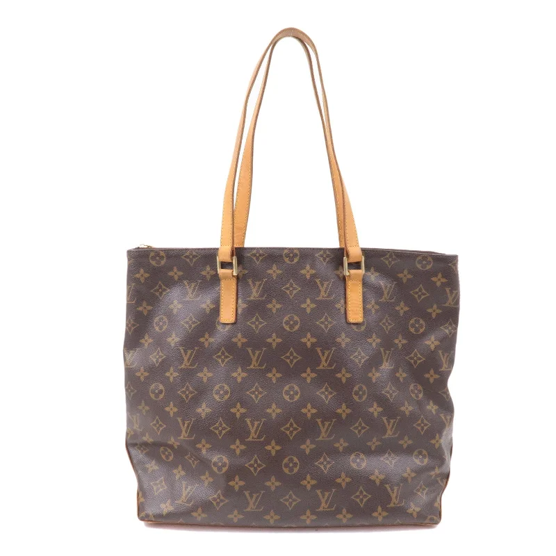 Ladies Louis Vuitton shoulder bags with a wide - width strap for comfortLouis Vuitton Monogram Cabas Mezzo Tote Bag Brown M51151