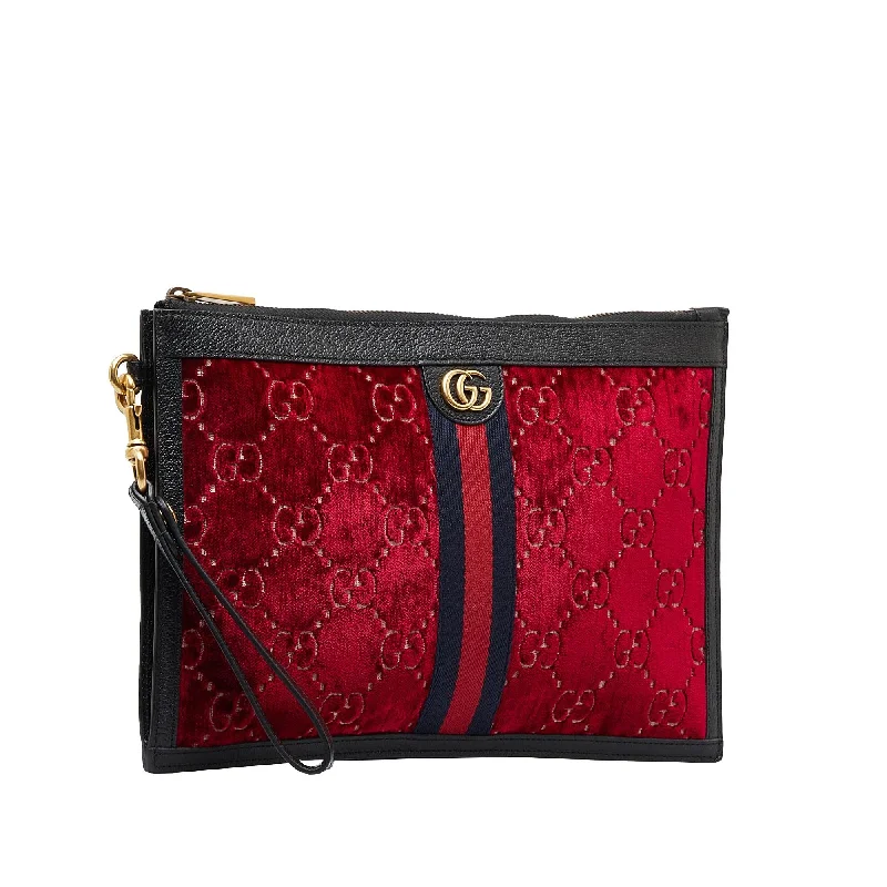 Women Gucci crossbody bags with a printed floral patternGucci GG Velvet Ophidia Clutch Bag (0Q4r1S)