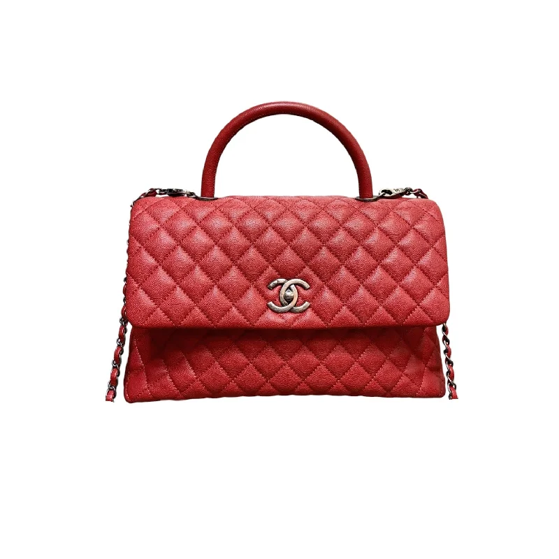 Chanel New Arrival Handbag with Gold HardwareCoco Handle Flap Medium Caviar Quilted Red RHW