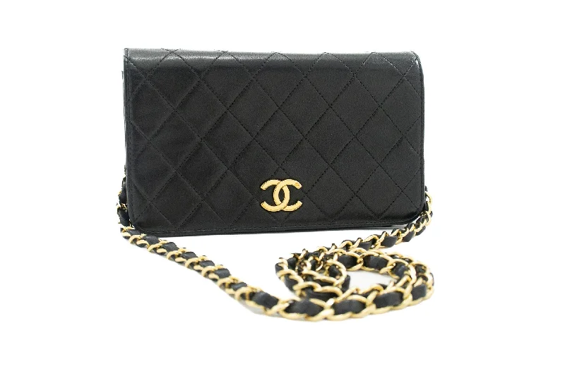 Chanel Colorful Handbag for Spring OutfitsCHANEL Full Flap Chain Shoulder Bag Clutch Black Quilted Lambskin