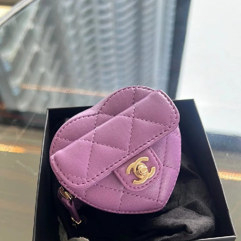 Chanel Luxury Handbag for High - End EventsChanel Heart Purple Wristlet ASC4927