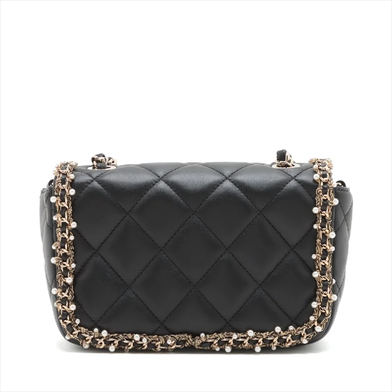 Chanel Handbag with Adjustable Strap for ComfortChanel Mini Matrasse 17  Single Flap Double Chain Bag Pearl Black G  A35200