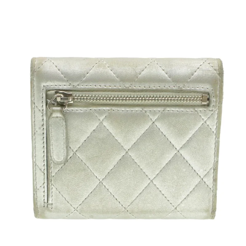 Chanel Colorful Handbag for Spring OutfitsCHANEL Matelasse Bifold Wallet Silver CC  cr620