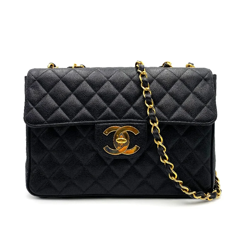 Chanel All - Match Handbag for Versatile StylingCHANEL VINTAGE JUMBO MATELASSE 30 CHAIN SHOULDER BAG BLACK CAVIAR SKIN 90217258