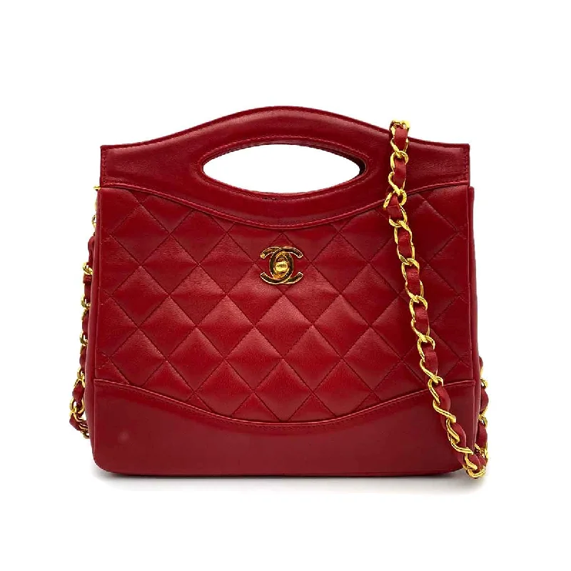 Chanel All - Match Handbag for Versatile StylingChanel Vintage Top Handle Tote Red Lambskin GHW #1
 90232185