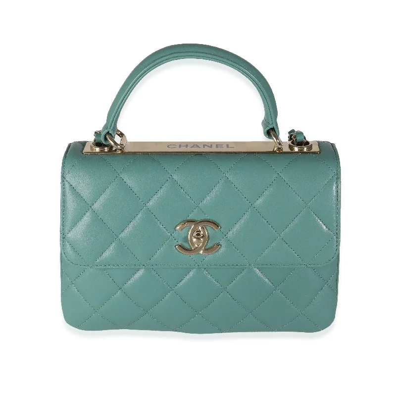 Chanel Small Crossbody Bag for TravelChanel Green Quilted Lambskin Small Trendy CC Dual Handle Flap Bag