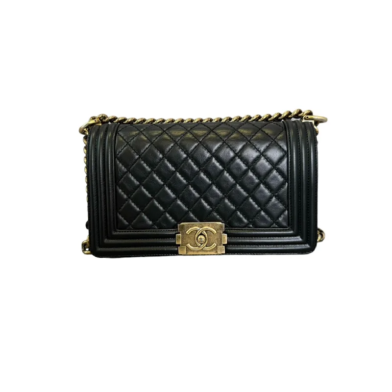 Chanel Vintage Inspired Handbag for Retro LoversOld Boy Flap Medium Lambskin Quilted Black GHW