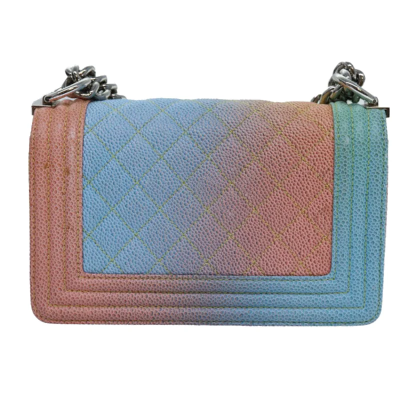 Chanel Designer Handbag with Unique DesignCHANEL Matelasse Boy  Chain Shoulder Bag Leather Rainbow CC  71579S