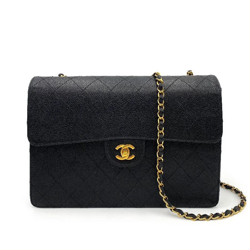 Chanel Classic Flap Bag for Evening PartyCHANEL VINTAGE BICOLORE CHAIN SHOULDER BAG BLACK CAVIAR SKIN 90232264