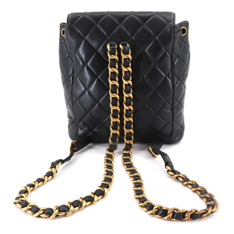 Chanel Vintage Inspired Handbag for Retro LoversCHANEL Matelasse Chain Backpack Rucksack Leather Black Vintage Gold Hardware duma