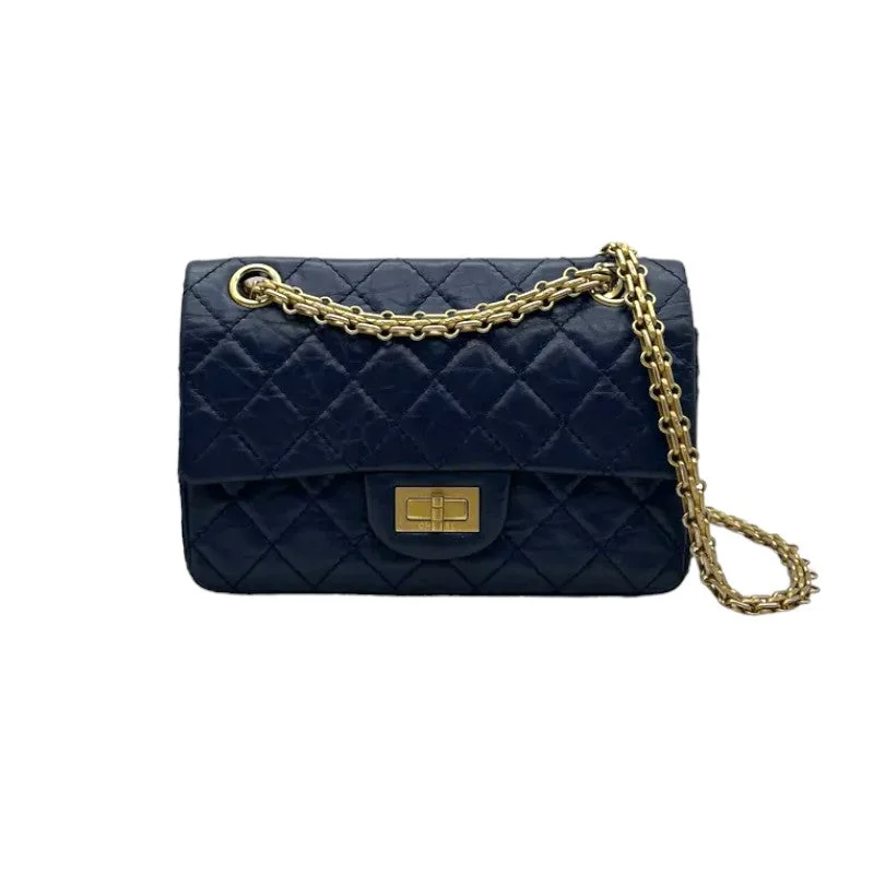 Chanel Designer Handbag with Unique Design2.55 Reissue Flap Mini Aged Calfskin Quilted Navy Blue