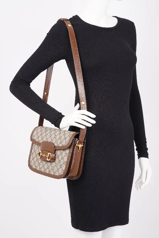 Ladies Gucci shoulder bags with a wide - width strapGucci Horsebit 1955 Shoulder Bag Supreme / Brown Coated Canvas