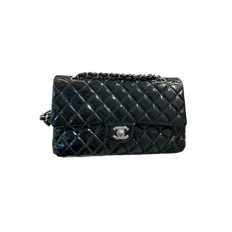 Chanel Vintage Inspired Handbag for Retro LoversClassic Double Flap Medium Patent Quilted Black SHW