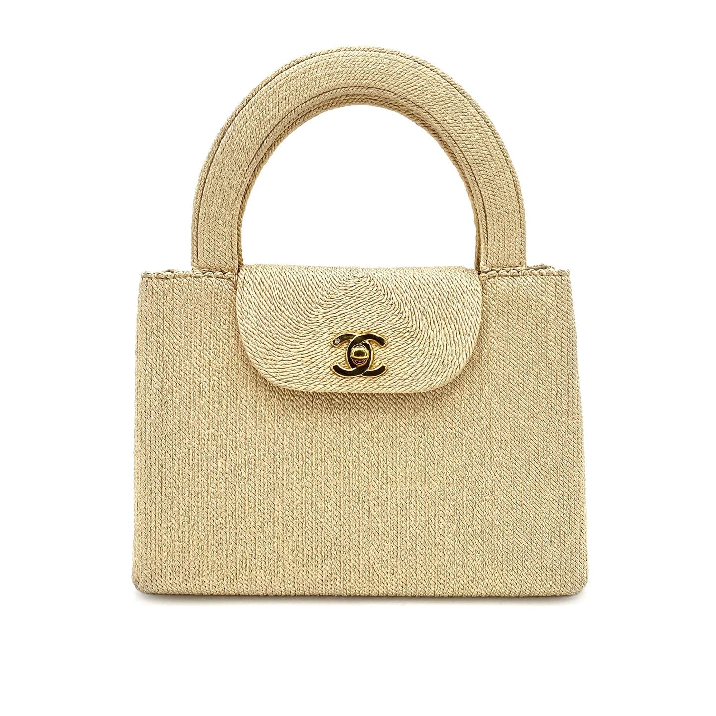 Chanel Colorful Handbag for Spring OutfitsCHANEL VINTAGE KELLY TYPE HAND BAG BEIGE ROPE DXBS0083