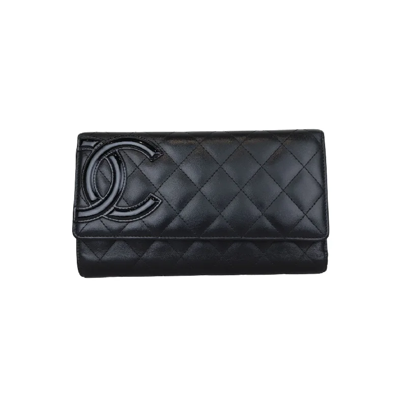 Chanel Vintage Inspired Handbag for Retro LoversCambon Gusset Flap Wallet Calfskin Quilted Black SHW