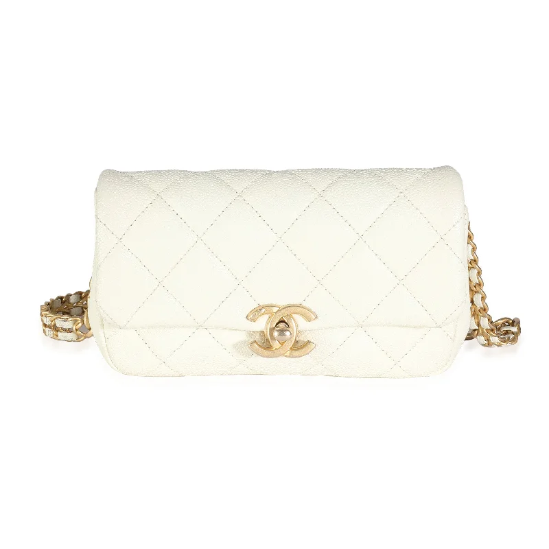 Chanel Colorful Handbag for Spring OutfitsChanel White Quilted Caviar Chain Melody Waist Belt Bag