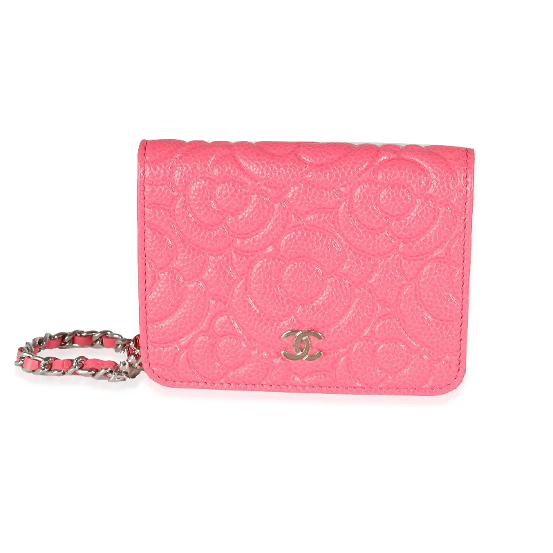 Chanel Classic Flap Bag for Evening PartyChanel Pink Caviar Camellia Embossed Chain Belt Bag