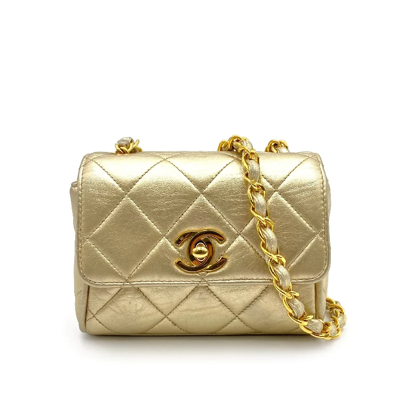 Chanel Black Handbag for Business MeetingsCHANEL VINTAGE MINI MATELASSE CHAIN SHOULDER BAG GOLD LAMB SKIN 90234531