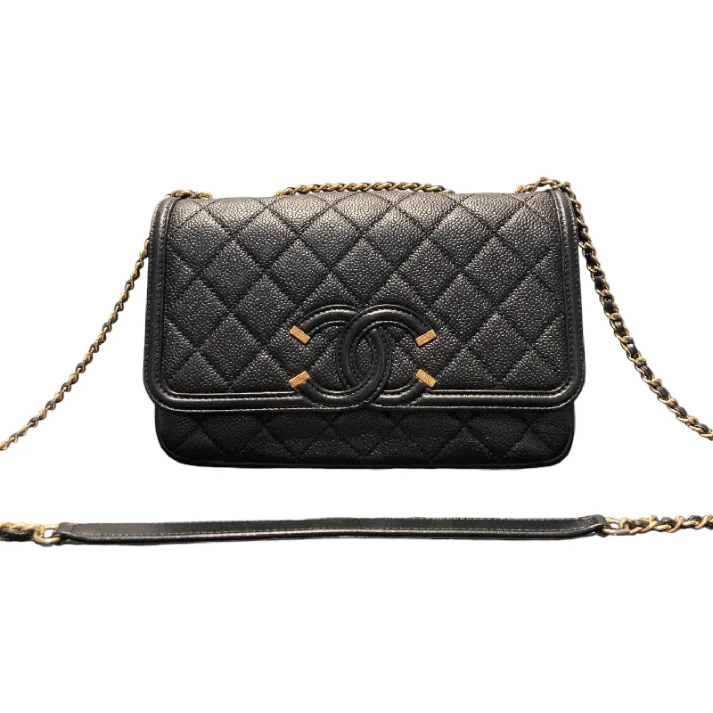 Chanel Designer Handbag with Unique DesignCC Filigree Flap Small Caviar Quilted Black GHW