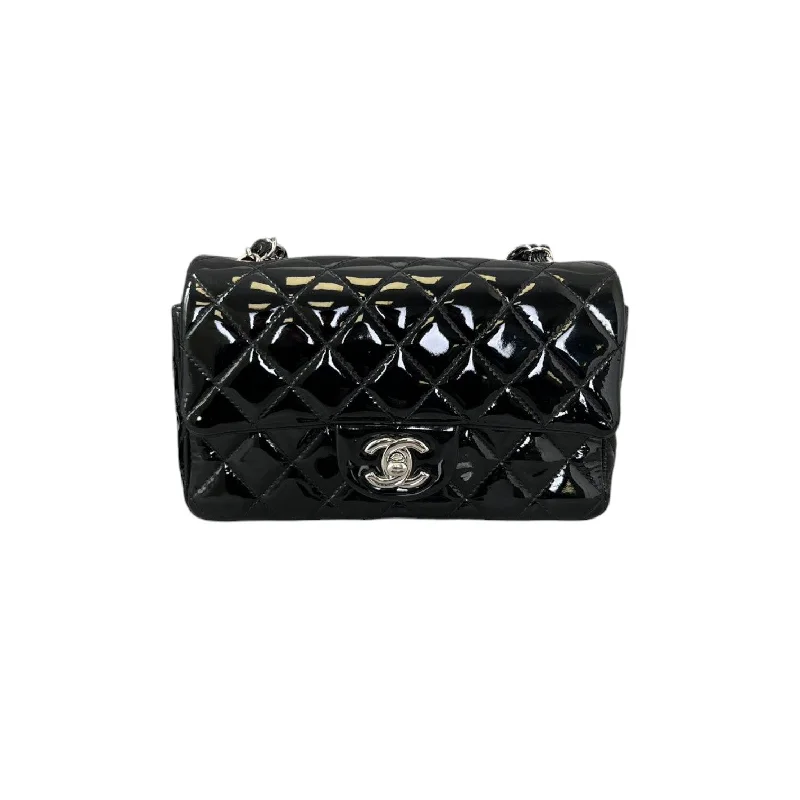 Chanel Colorful Handbag for Spring OutfitsRectangular Flap Mini Patent Calfskin Quilted Black SHW