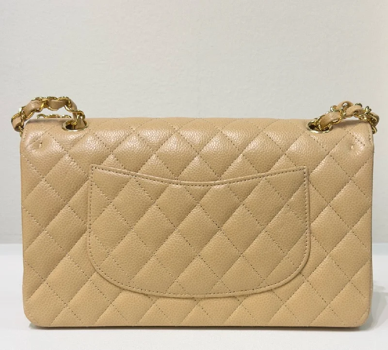 Chanel Luxury Handbag for High - End EventsChanel Medium Caviar Classic Double Flap Bag Beige