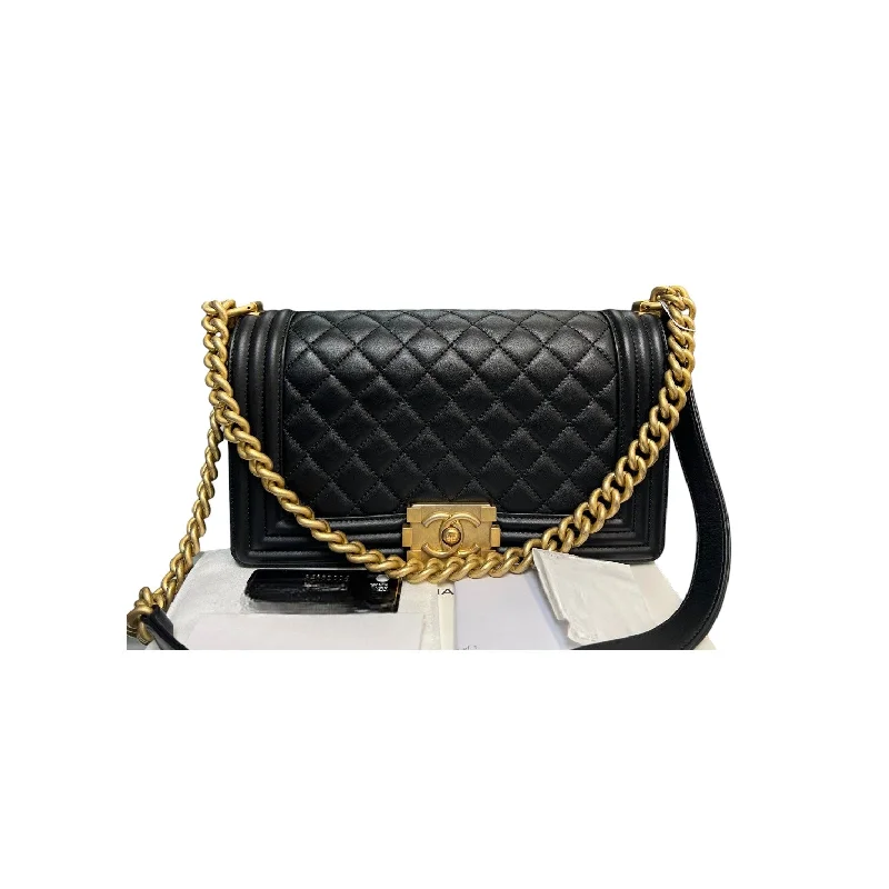 Chanel Limited Edition Handbag for CollectorsBoy Flap Medium Lambskin Quilted Black GHW