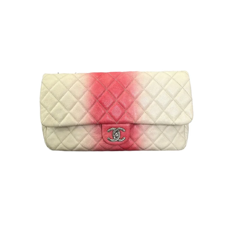 Chanel Vintage Inspired Handbag for Retro LoversFlap Ombre Caviar Leather White Rose Pink SHW