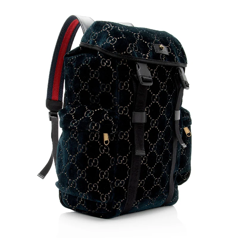 Ladies Gucci shoulder bags with a single - handle designGucci GG Velvet Medium Flap Backpack (6tMz52)