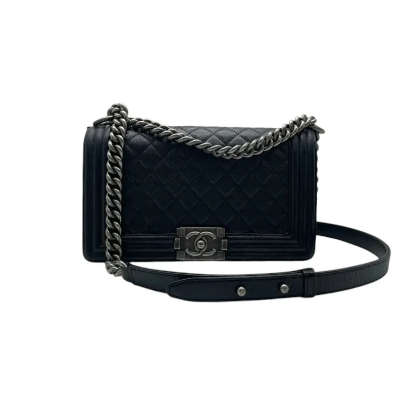 Chanel Small Crossbody Bag for TravelBoy Flap Medium Caviar Quilted Black RHW