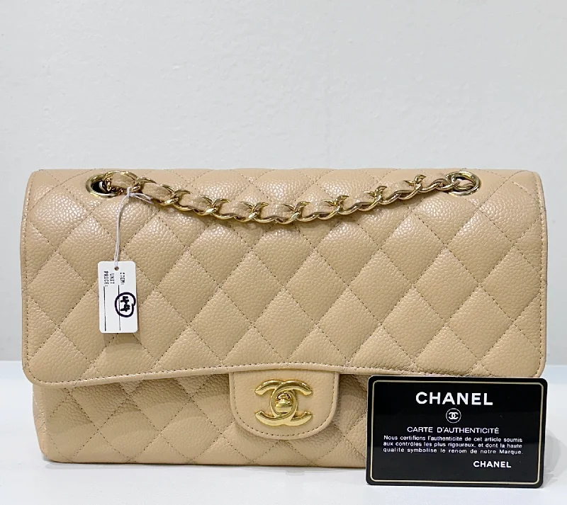 Chanel All - Match Handbag for Versatile StylingChanel Medium Caviar Classic Double Flap Bag Beige