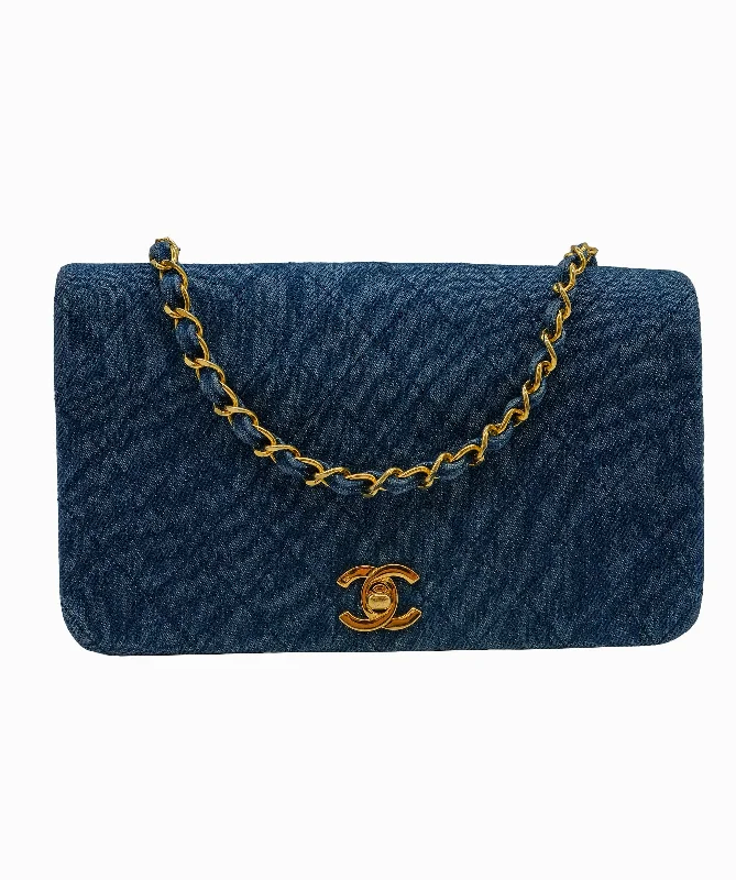 Chanel All - Match Handbag for Versatile StylingChanel Vintage Blue Denim Full Flap DXBS0118