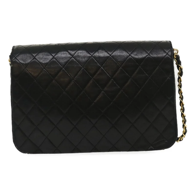 Chanel All - Match Handbag for Versatile StylingCHANEL Matelasse Chain Flap Shoulder Bag Lamb Skin Black CC  bs1447A