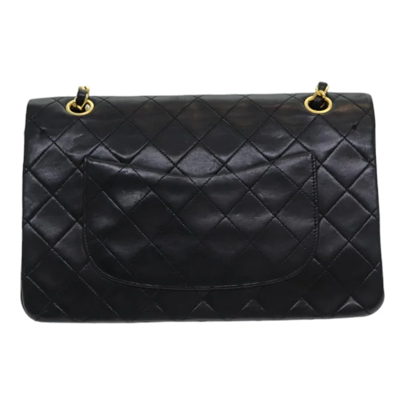 Chanel Quilted Leather Shoulder Bag for FashionistasCHANEL Matelasse 25 Turn Lock Chain Hand Bag Lamb Skin Black CC  yk14030A