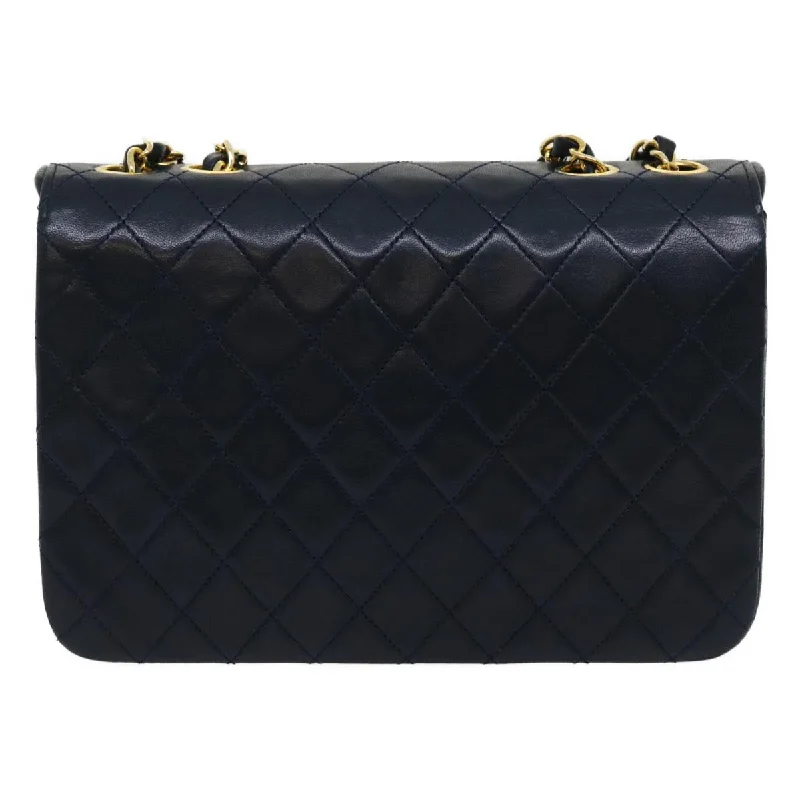 Chanel Lightweight Handbag for Daily ErrandsCHANEL Matelasse Chain Flap Shoulder Bag Lamb Skin Navy Gold CC  am2602gA