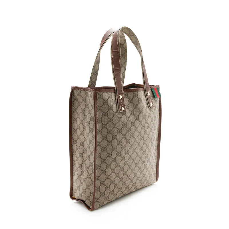 Gucci backpacks for women with a sleek silhouetteGucci GG Supreme Web Loop N/S Shopping Tote (12766)