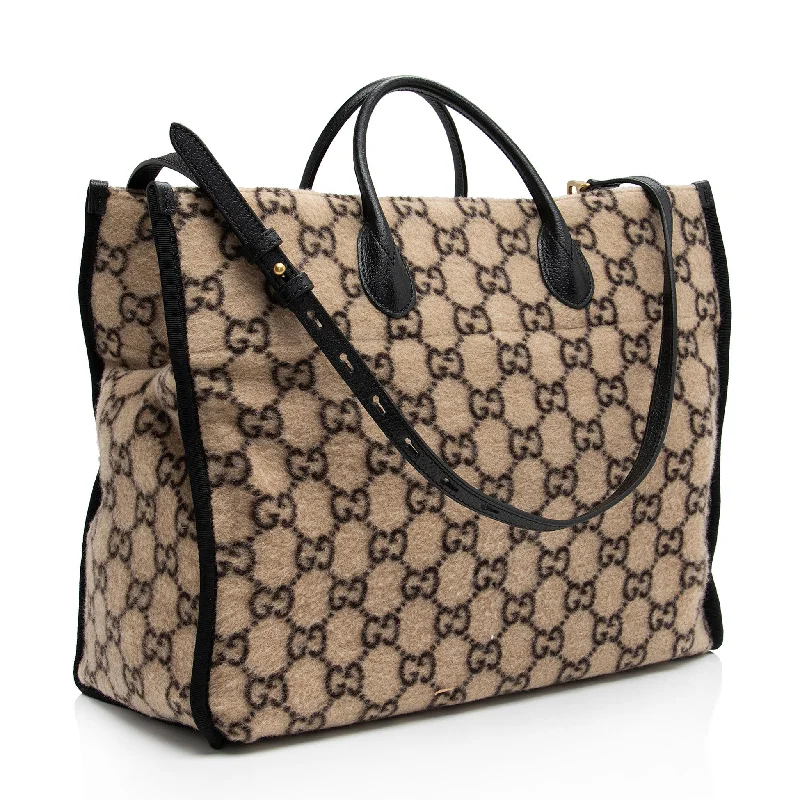 Women Gucci backpacks with a luxurious leather finishGucci GG Wool Large Shopping Tote (SJaOJQ)