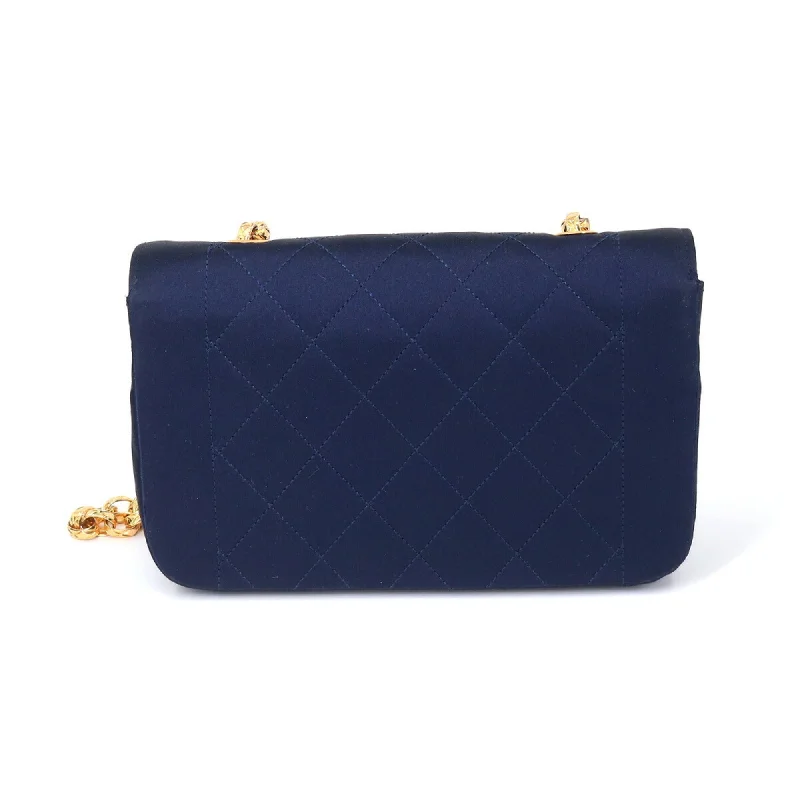 Chanel Classic Flap Bag for Evening PartyCHANEL Matelasse Bijou Chain Shoulder Bag Satin Navy Gold Hardware Vintage