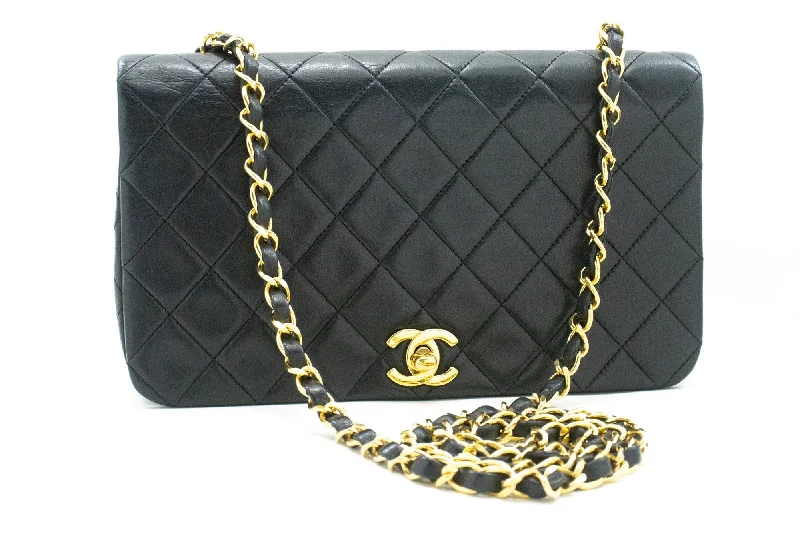 Chanel Chain Strap Handbag for Everyday UseCHANEL Full Flap Chain Shoulder Bag Crossbody Black Quilted Lamb