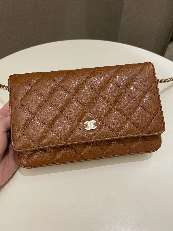 Chanel Vintage Inspired Handbag for Retro LoversChanel 23A Cc Quilted Wallet on Chain Tan Brown Caviar