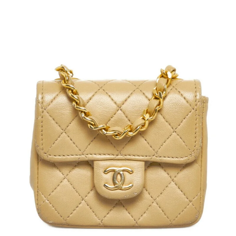 Chanel Lightweight Handbag for Daily ErrandsCHANEL matelasse chain shoulder bag handbag waist pouch beige leather ladies