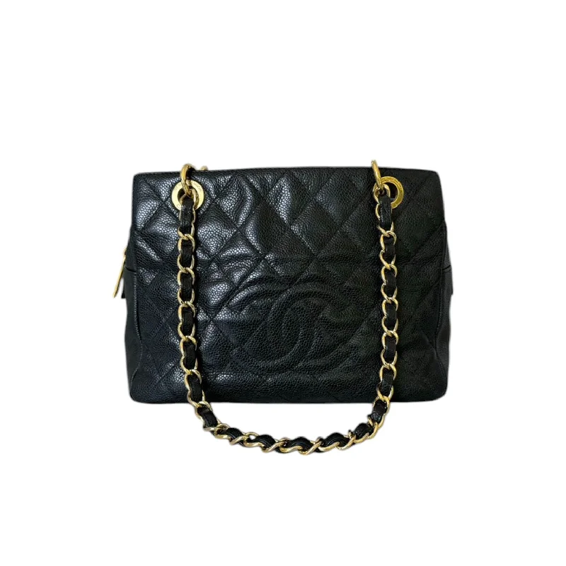 Chanel Chain Strap Handbag for Everyday UsePetit Timeless Shopping Tote PTT Caviar Quilted Black GHW