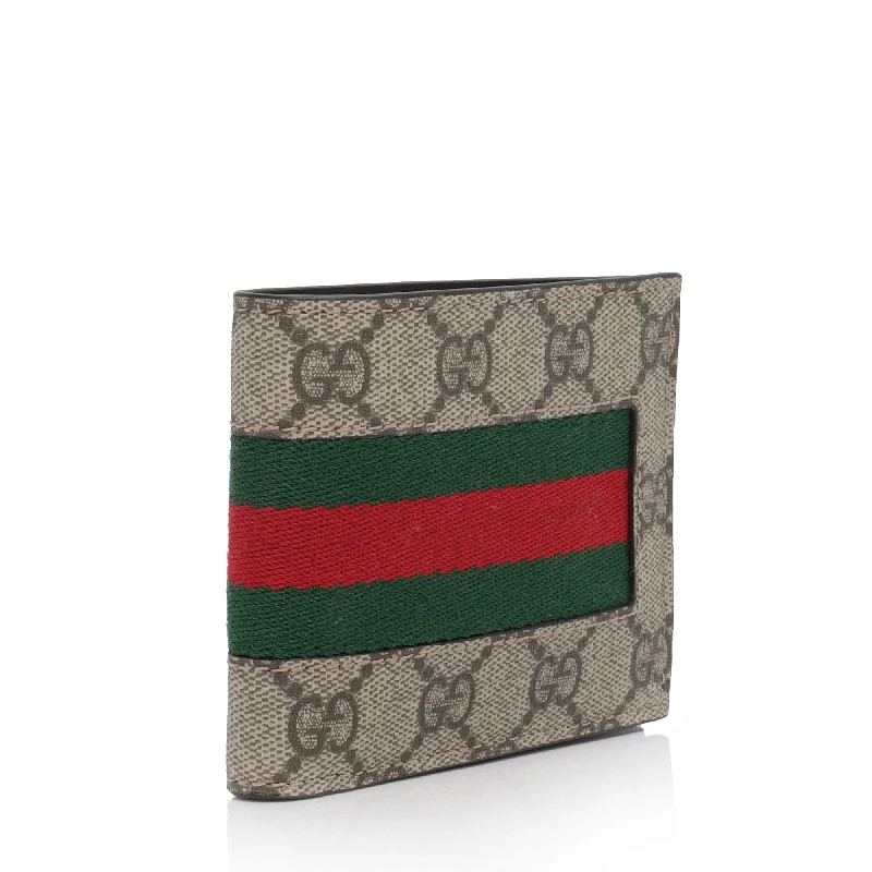 Gucci handbags for women with a patent - leather finishGucci GG Supreme Web Bi-Fold Wallet (47HcRo)