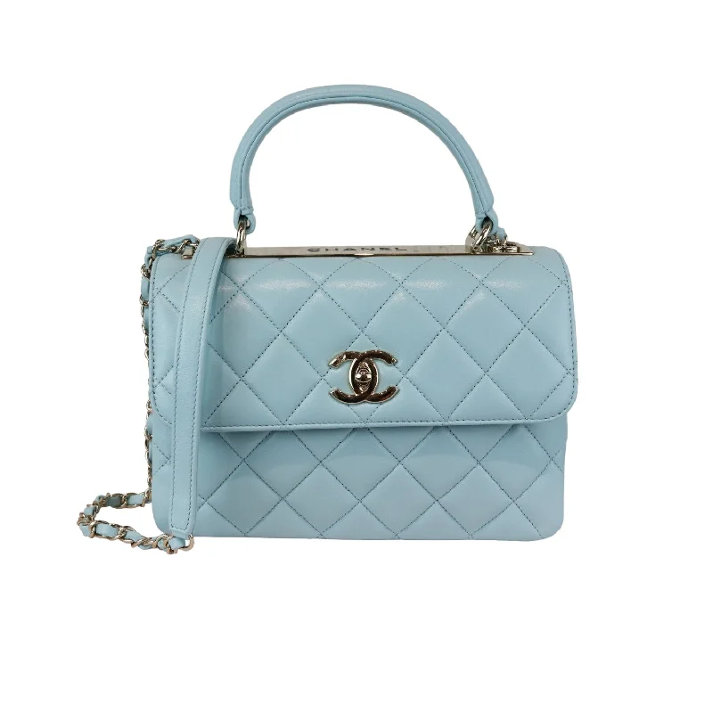 Chanel Classic Flap Bag for Evening PartyTrendy CC Flap Small Lambskin Quilted Light Blue GHW