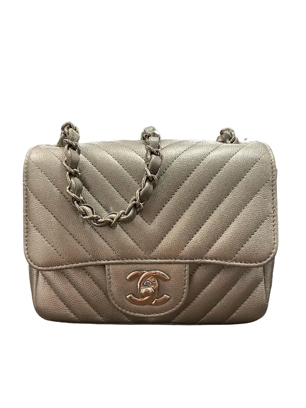 Chanel New Arrival Handbag with Gold HardwareChanel Mini Square Chevron Silver Caviar SHW #22