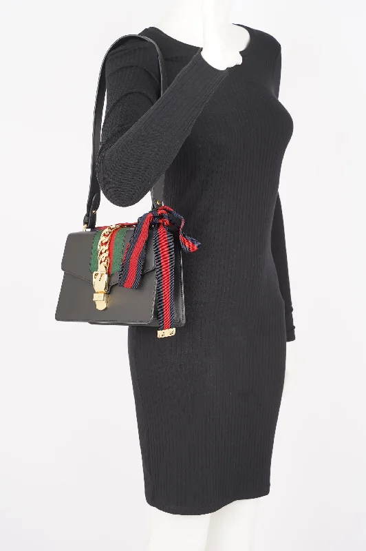 Women Gucci crossbody bags with a keychain holderGucci Womens Sylvie Black / Green / Red Medium