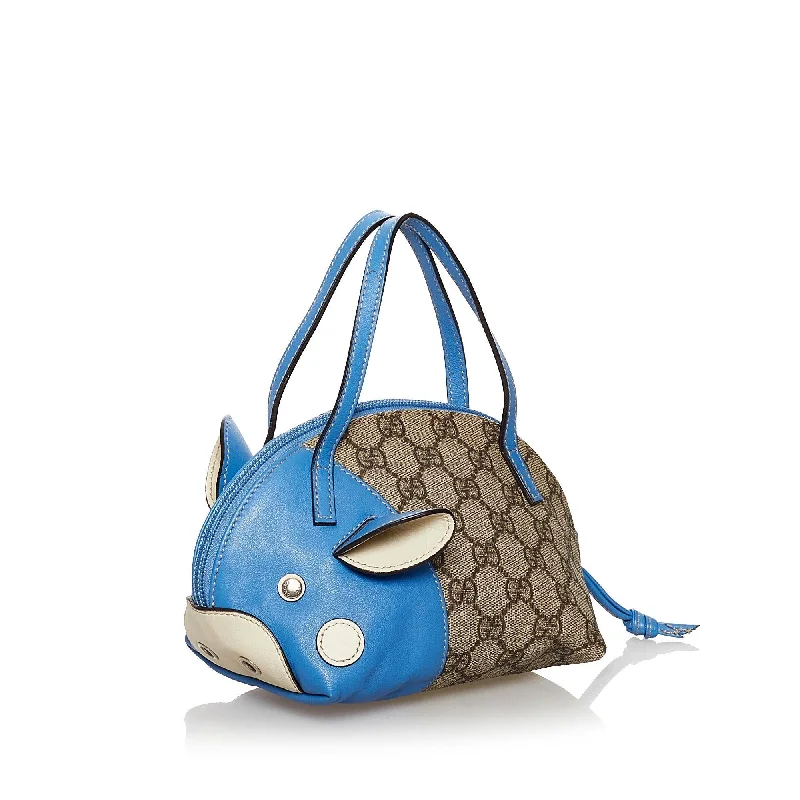 Ladies Gucci handbags with a detachable coin purse insideGucci GG Supreme Zoo Handbag (30884)